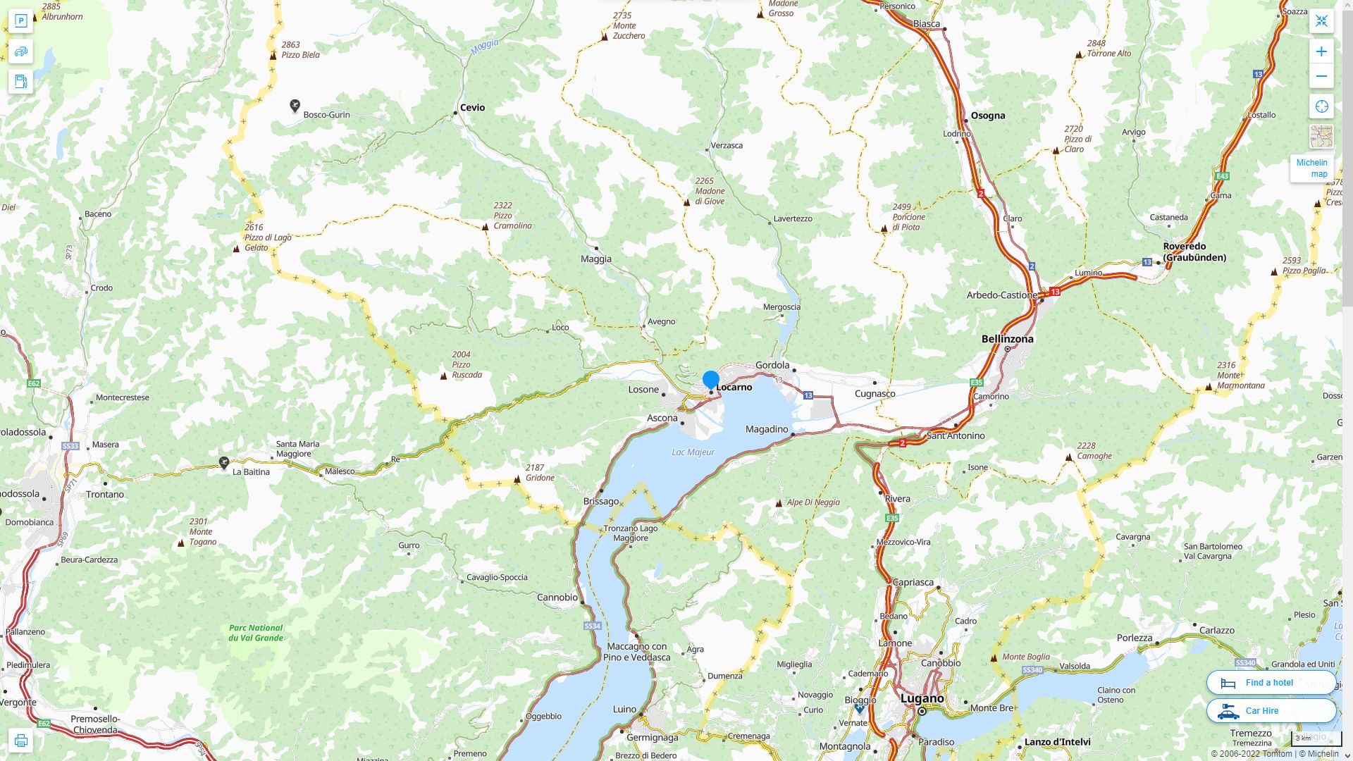 Locarno Highway and Road Map